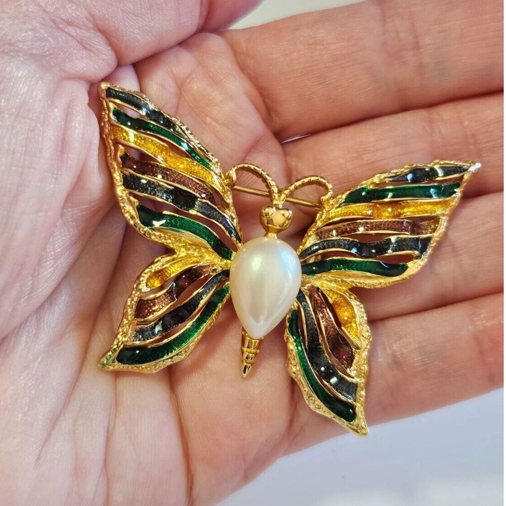 FO Fernando Originals gold tone butterfly brooch